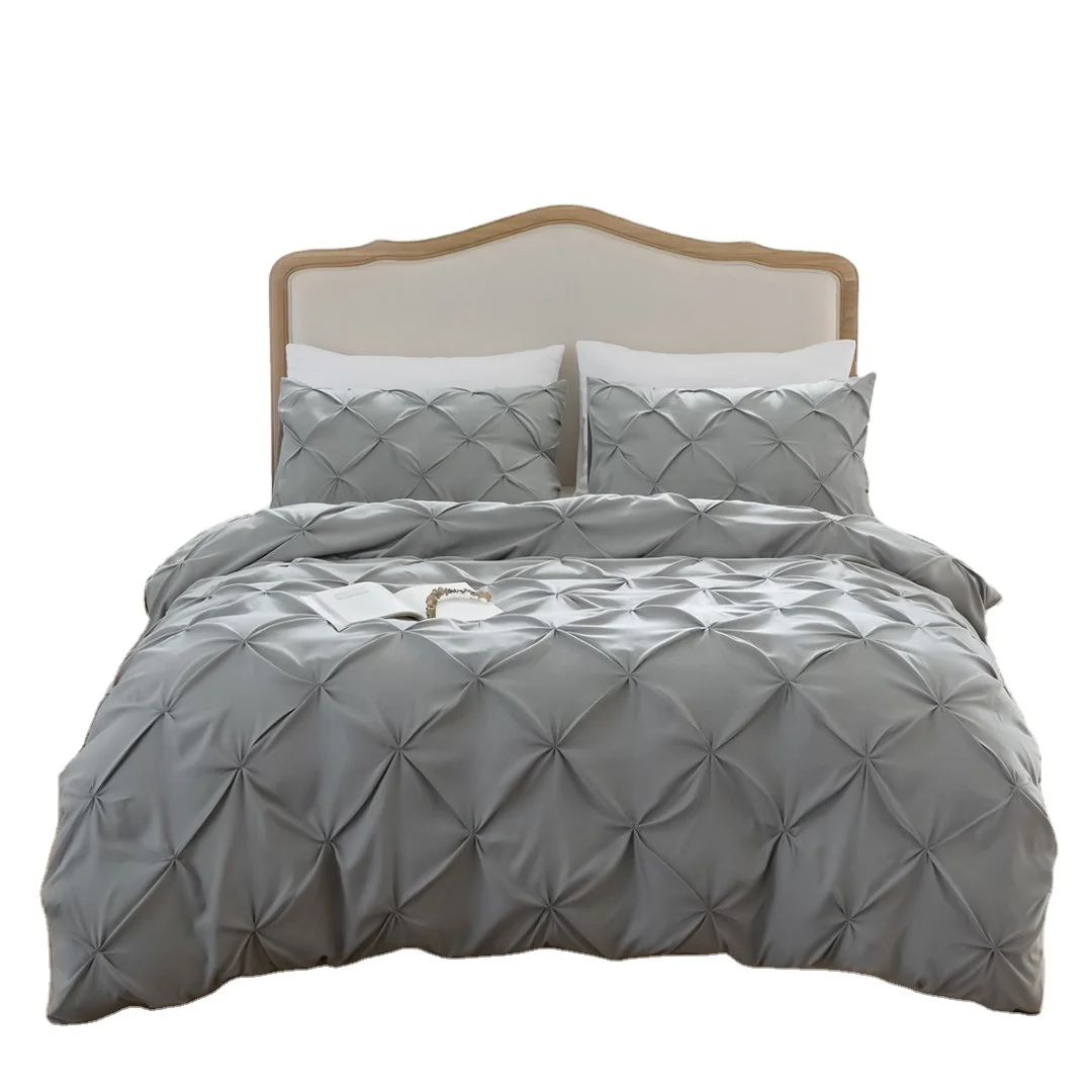 Комплект пододеяльников Pintuck, двойной размер, 3 предмета, стеганое одеяло на молнии