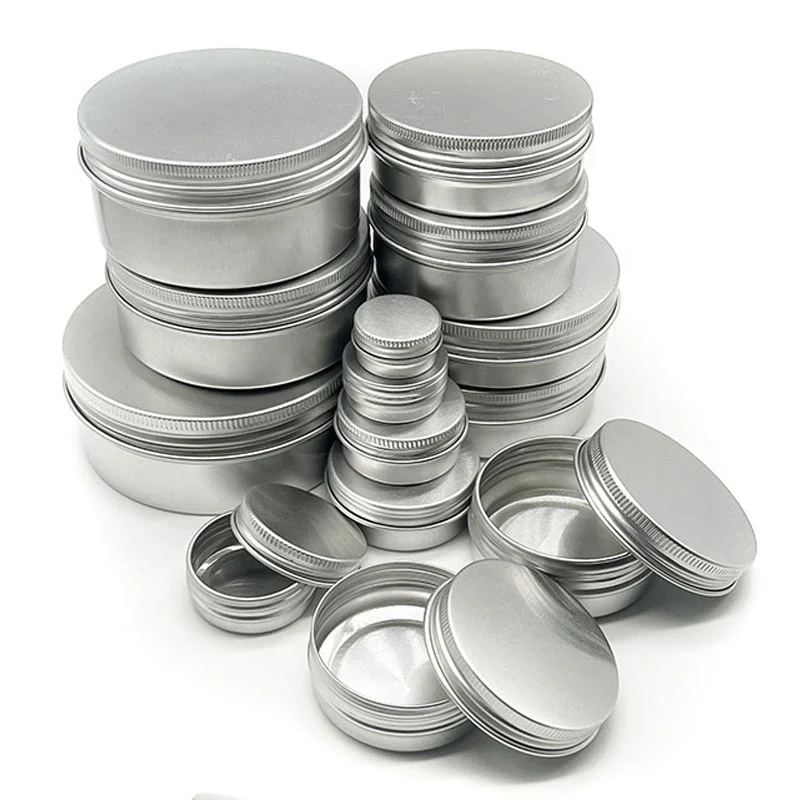 5/10/15/20/25/30/50/60/100/120/150ml Custom Empty Round Storage balm oils tea packaging Metal Aluminum tin/ can/ concentrate jar