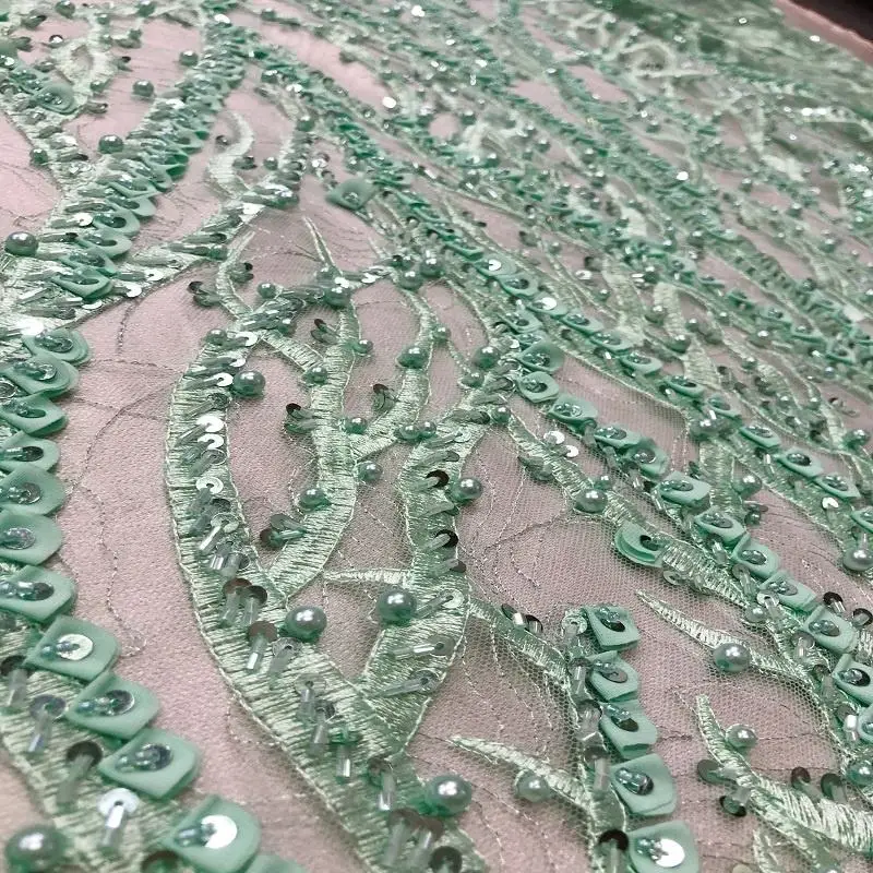 Nre Trend Knitting Lace Fabric Luxury Wedding Green Lace Fabric For Women Dress