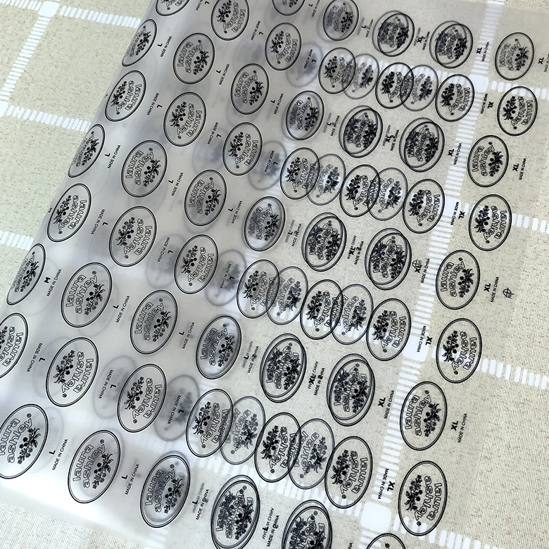 Garment tagless washing care label screen heat transfer printing for clothing