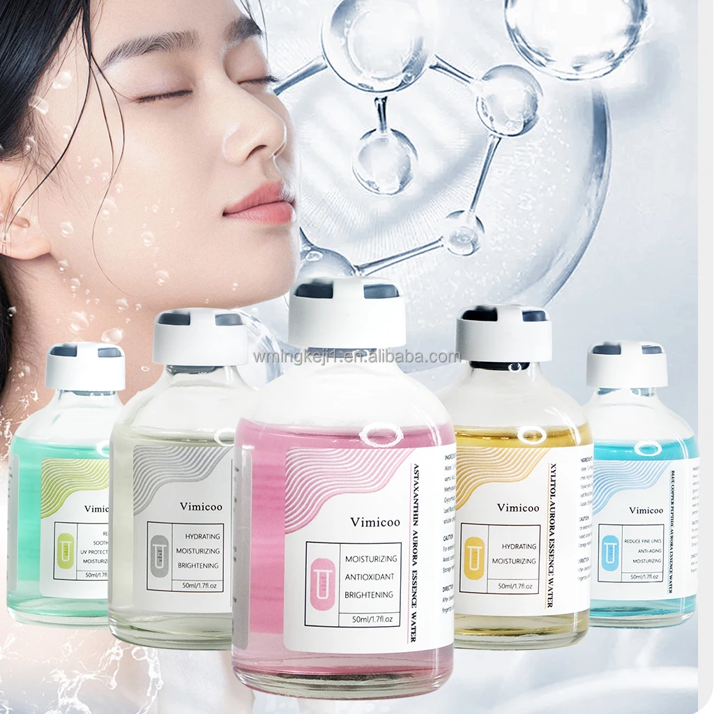 OEM ODM New Facial Skin Care Serum Water Blue Copper Peptide Astaxanthin Hyaluronic Acid Xylitol Ectoin Aurora Essence Water Set