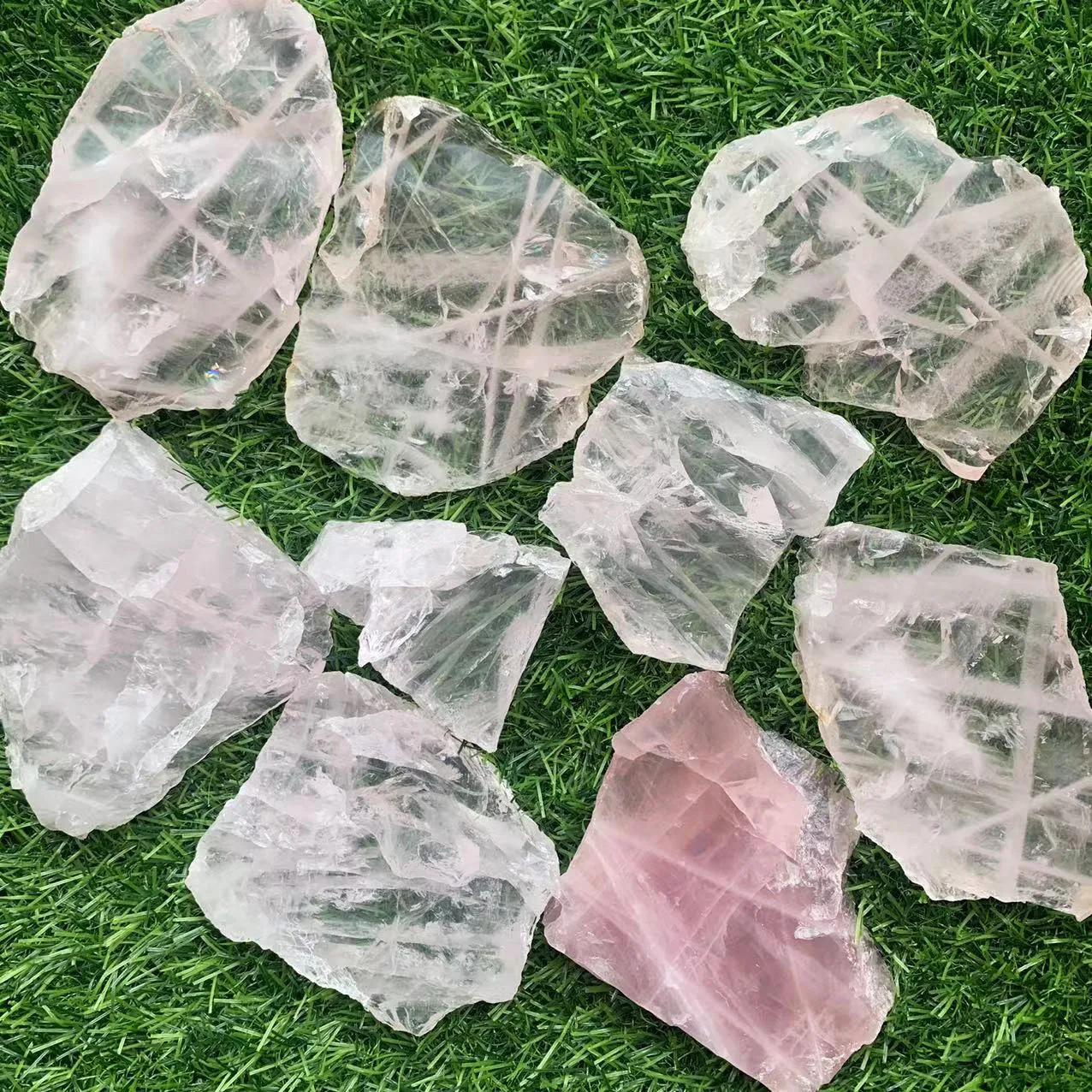 wholesale  Natural rose quartz slab rose quartz slice crystal free form  crystal healing stone  for gift_XCG