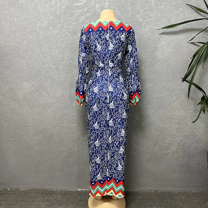 Print Vintage Summer Casual Long Dresses For Women 2023 Ladies Elegant Lantern Sleeve Dashiki Africa Clothes Fashion Daily Dress