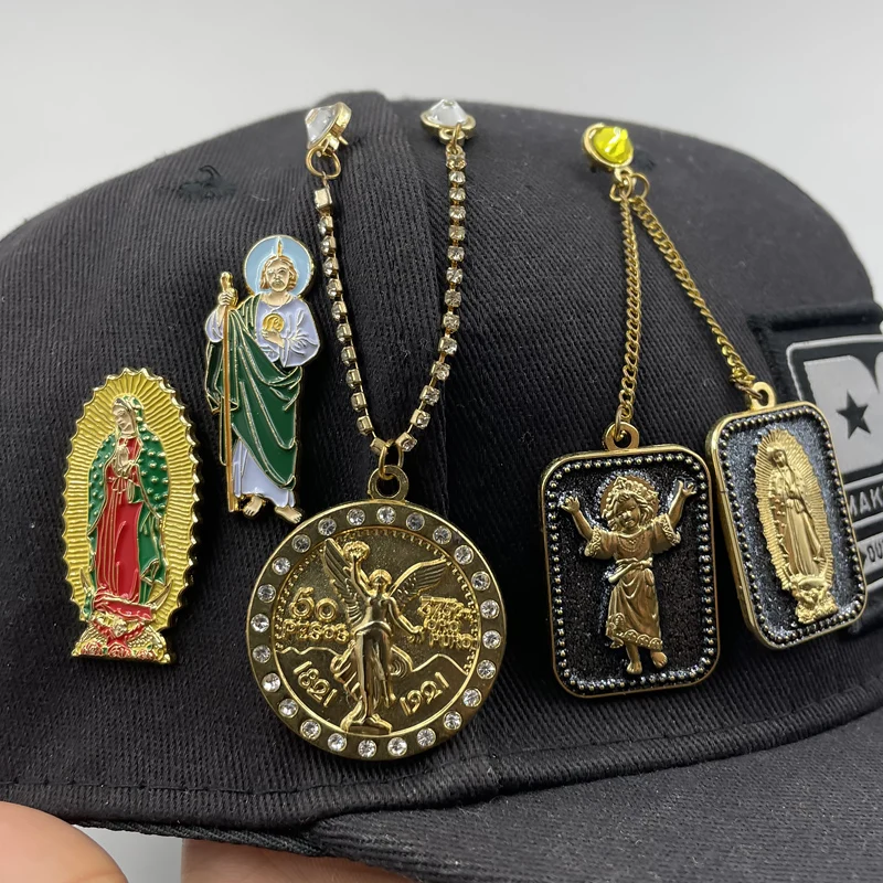 Customized metal crafts factory mexico hat clips enamel pins frame lapel pins soft hard custom baseball hat pins