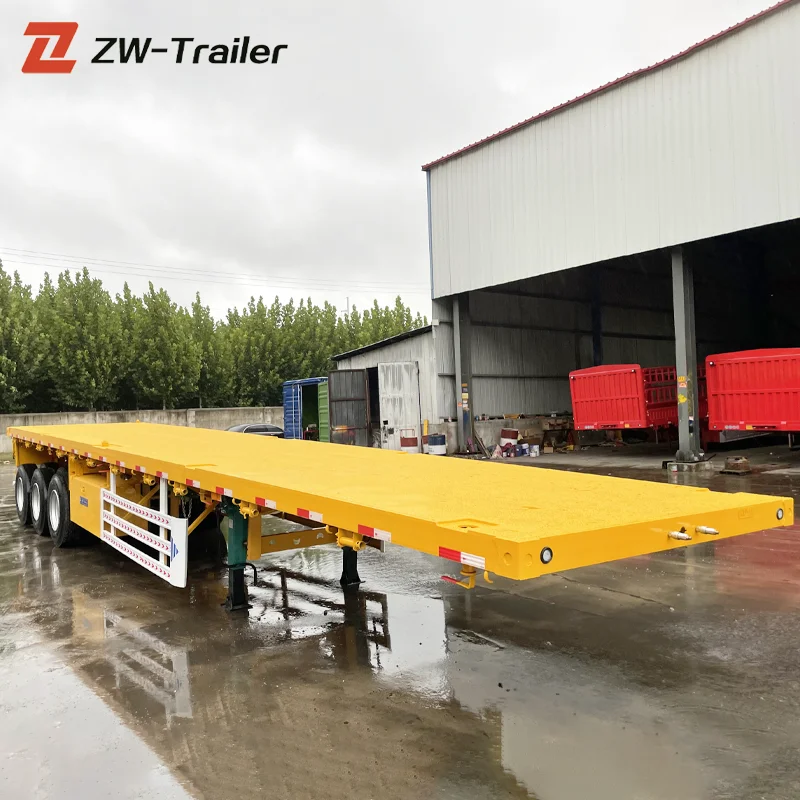 china tri-axle 50 tons flat deck trailer semi truck flatbed for sael kenya