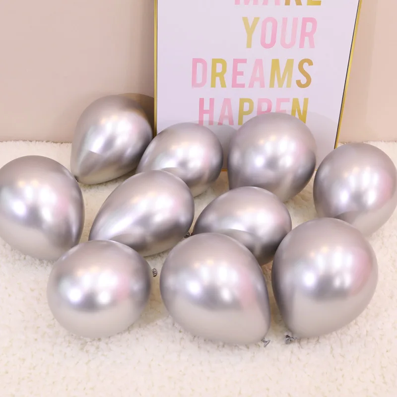 A--mazon Partner Factory Matel 2.8g 12 Inch Pearl Chrome Balloons Latex Metallic Helium Chrome Balloons Ballon Globos Metalicos
