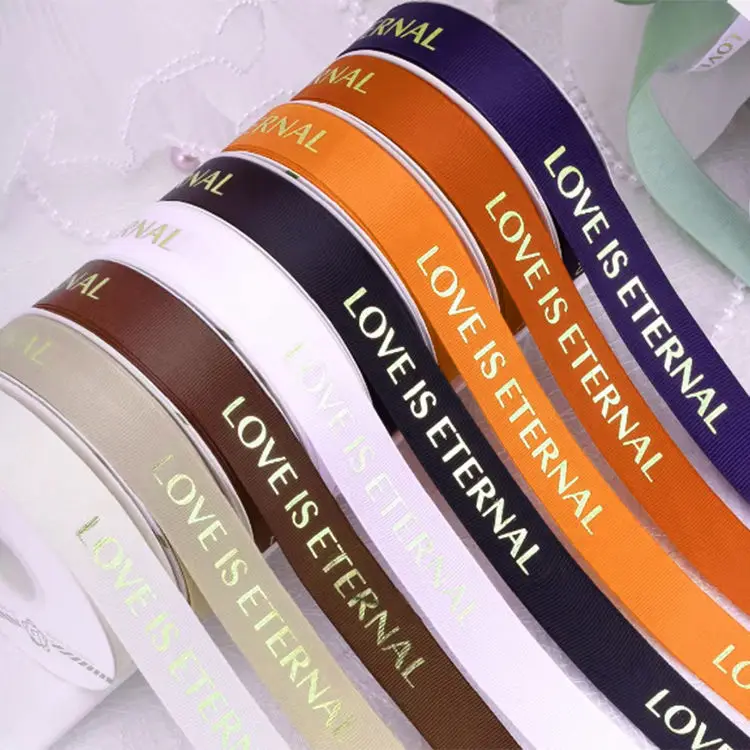 Customized Printed Logo Polyester Ribbon Solid Color Polyester Satin Roll Ribbons For Gift Wrap