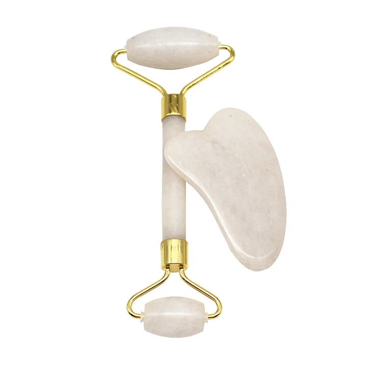 2019 top selling white jade roller with custom gift box facial massage jade roller with guasha sets