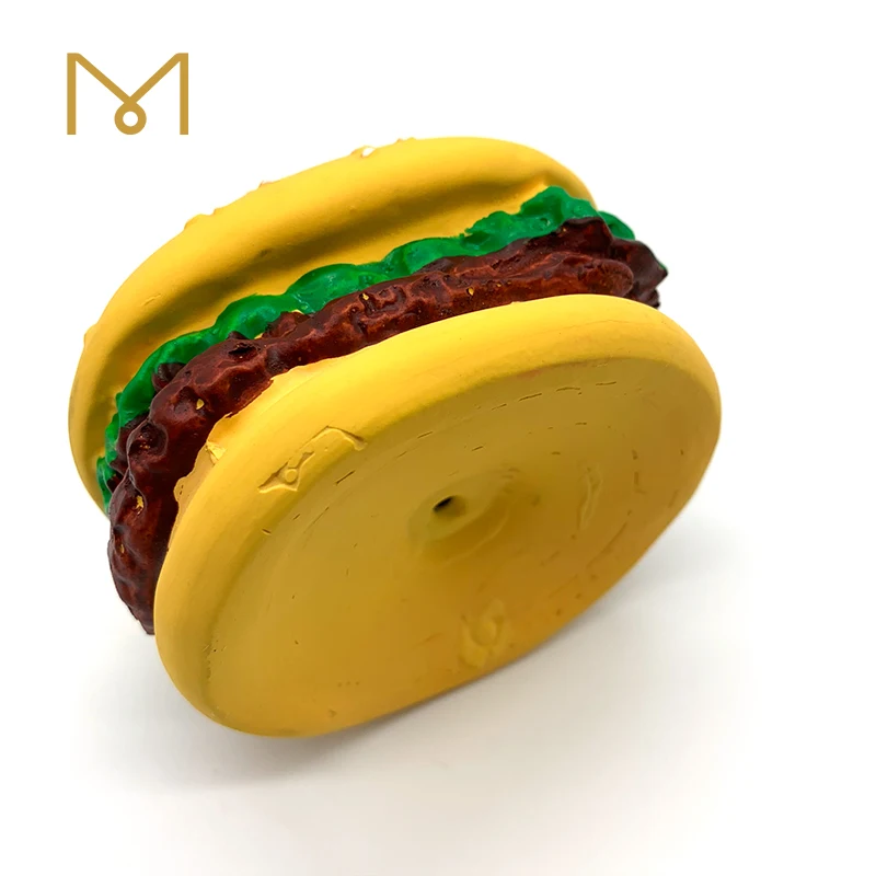 Promotion Eco friendly Squeaky Burger Bread Pet Cheeseburger Food Latex Rubber Dog Toy Free Sample