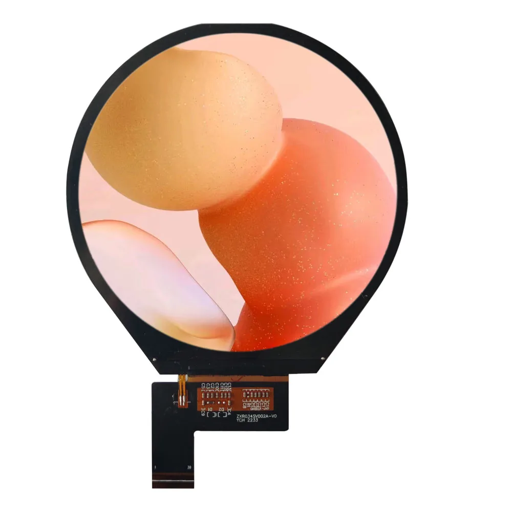 Round screen 800x800 dots graphic 3.4 inch tft lcd display For Handheld Device