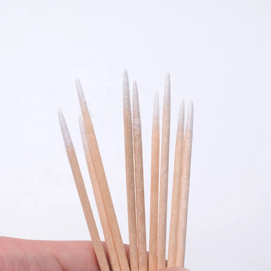 Disposable Pointed Wood Cotton Swab Lint Free Micro Brushes Wood Cotton Swabs Glue Removing Tools for Eyelash extension