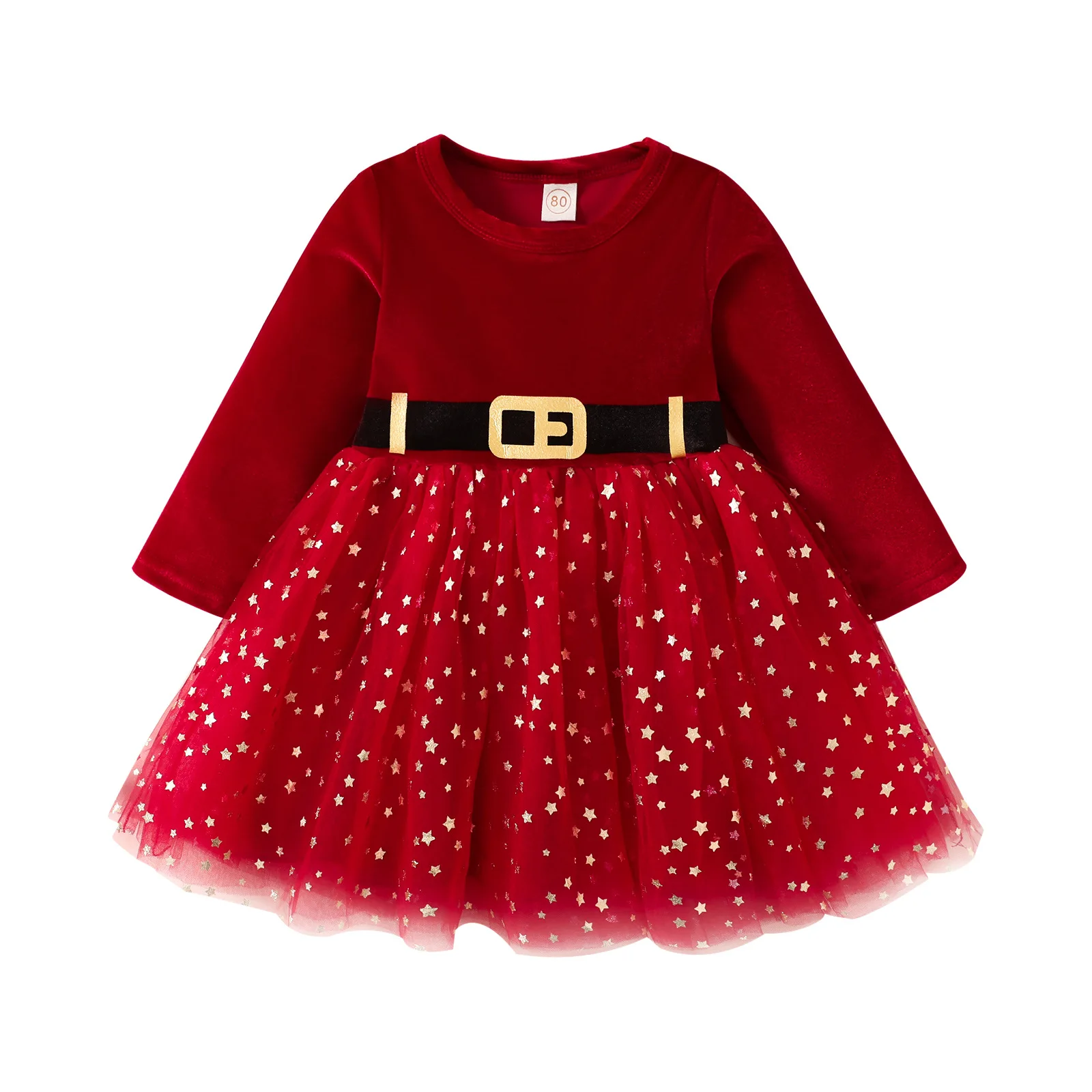 Wholesale Fancy Kids Velvet Long Sleeve Dress Toddler Girls Red Winter Dresses Baby Christmas Tutu Dress