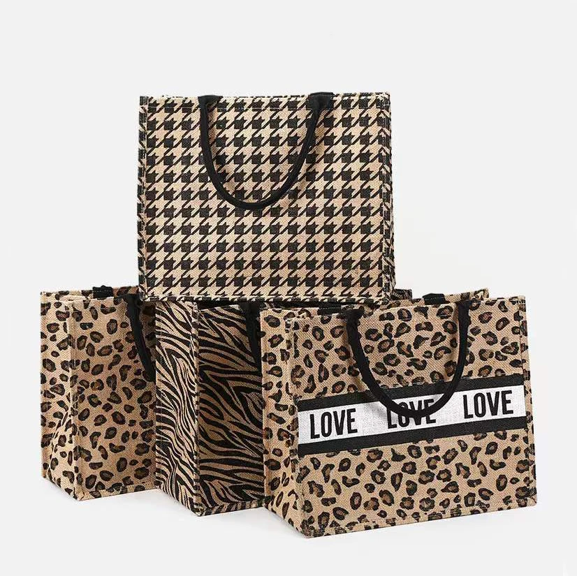 Wholesale Burlap Shopping Bag Custom Printed Natural Eco-Friendly Burlap Jute Shopping Tote Bag Beach Bag with Logo