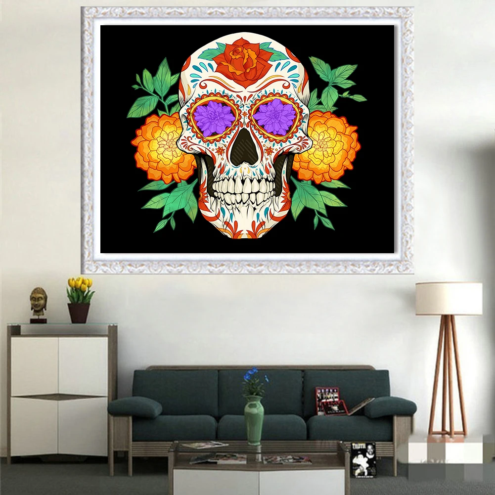 
Skull Canvas Paintings Wall Art Cross Stitch Embroidery Kits for Home Decor 