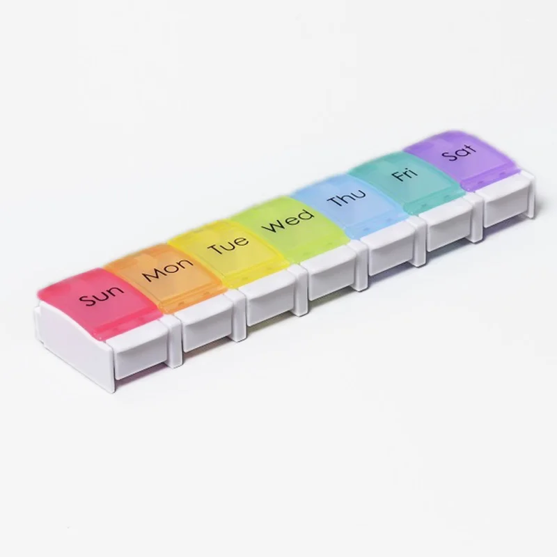 Amazon Hot Selling 7 Days Pill Box Travel Vitamin Storage Box Weekly Pill Case For Medicine