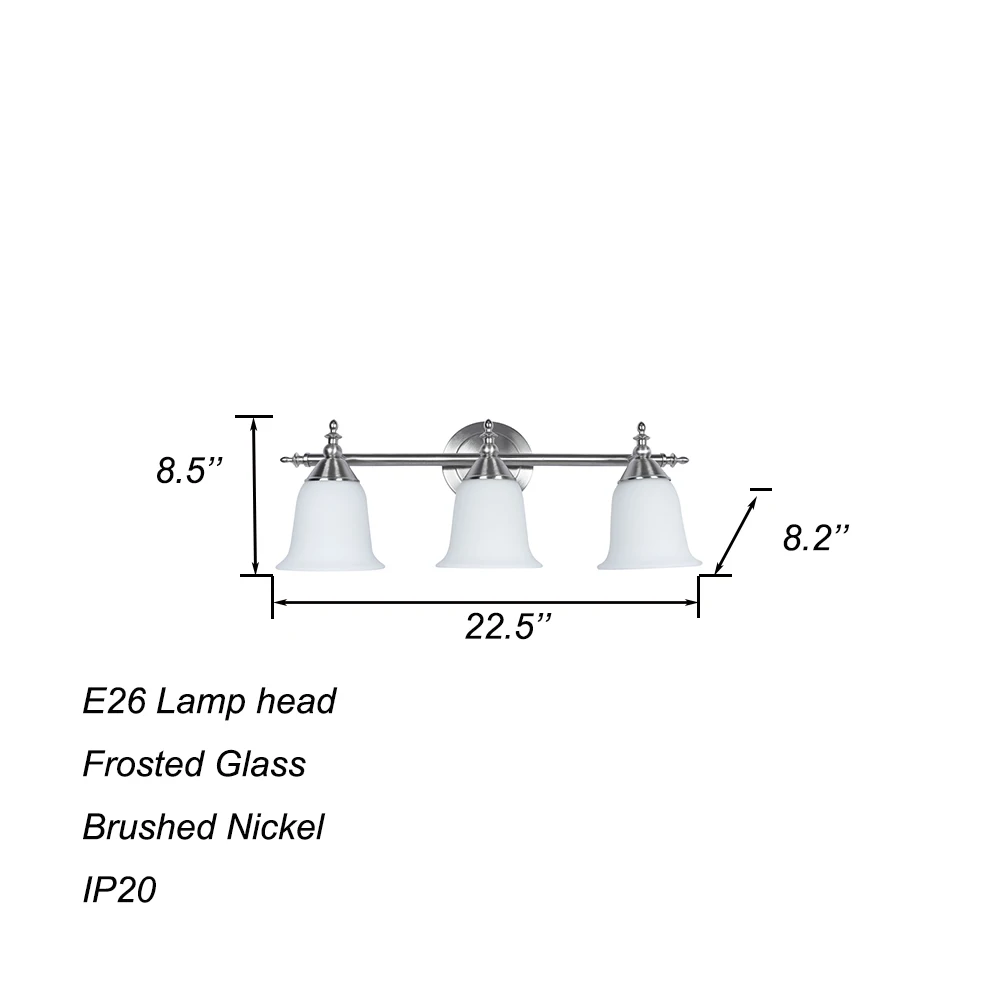 Bathroom and  hotel 3 light bath light bar interior lighting fixture