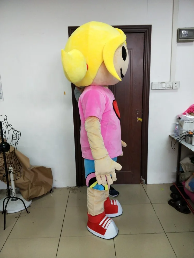 Custom Made Adult Cartoon Character Yellow Girl Mascot Costume for outdoor party