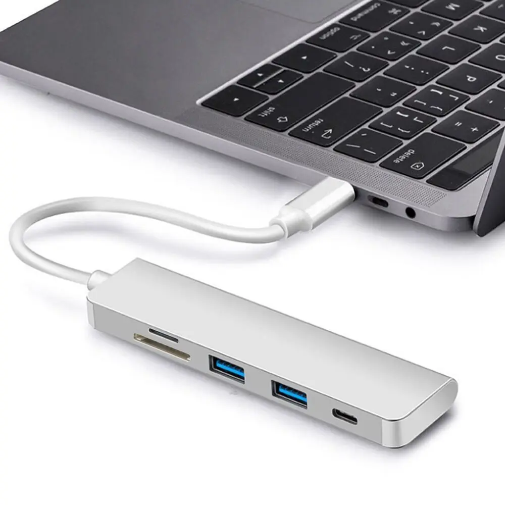 5 in 1 usb type c hub  with sd tf card reader  2*usb 3.0 pd 60w adapter for macbook pro 13inch