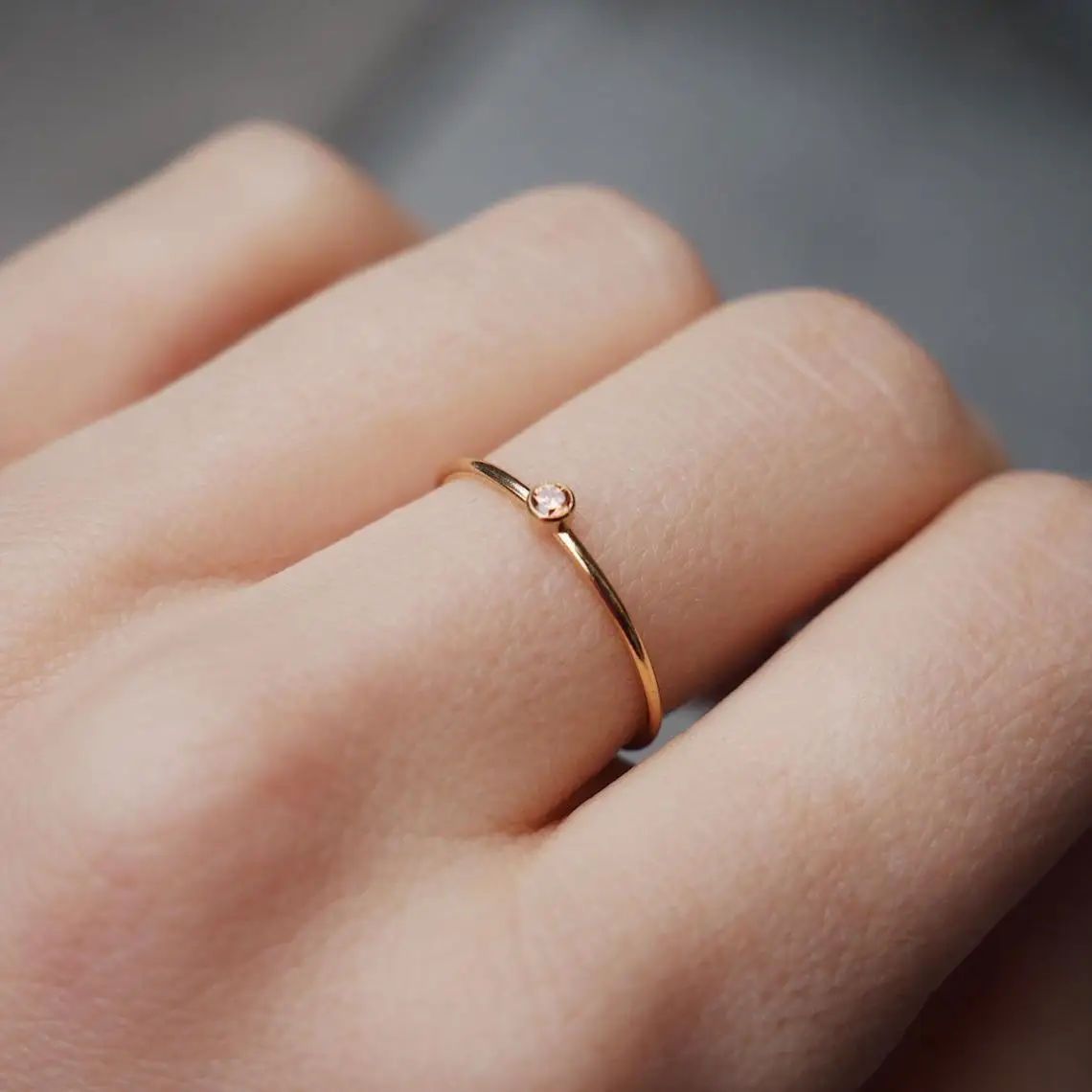 Hot sale Beautiful 14K Gold Filled Birthstone Simple Band Rings for women