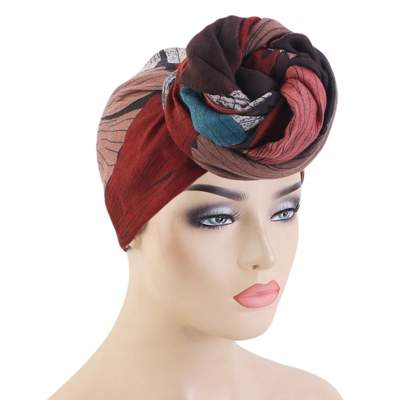 African Turban Bandanas Head Wraps Stretch Hair Scarf Long Shawls Muslim Women Turban For Black Women