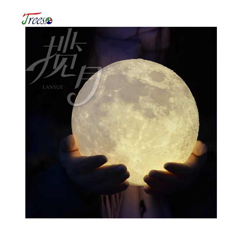 LED Light Source PLA 3D Printing Moon Lamp / 16 Colors / 12cm Moon