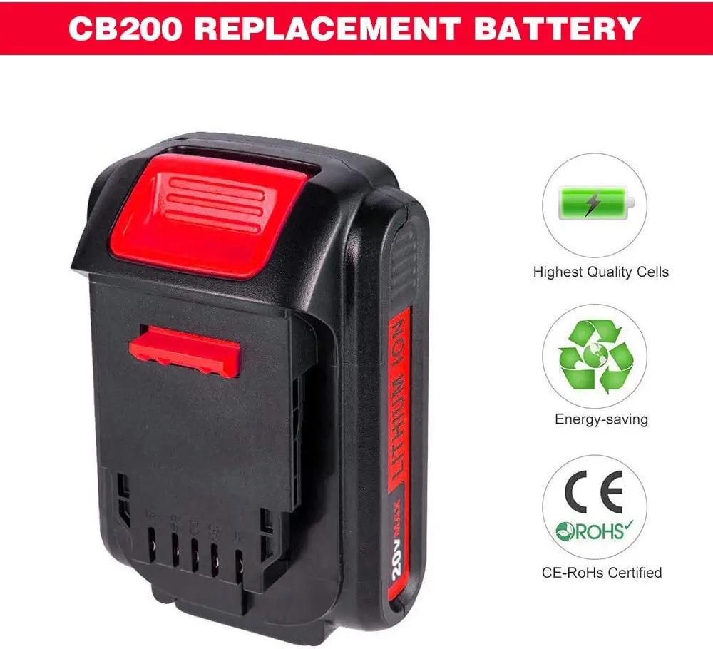 3000mAh 20V DCB201 Lithium-ion Battery Compatible with Dewalt Battery DCB200 DCB205 DCB204 DCB203