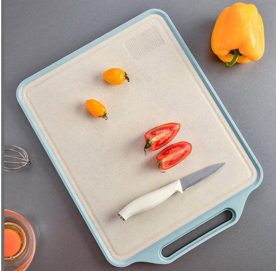 Double sided usable Chopping Board With Handle stainless steel cutting board multifunctional Anti Mold Wheat Straw cutting board