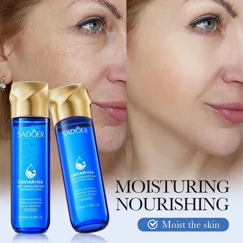 SADOER Caviar Anti-Wrinkle Toner OEM Hyaluronic Acid Repairing Firming Moisturizing Face Care Skin Toner Whitening Facial Spray