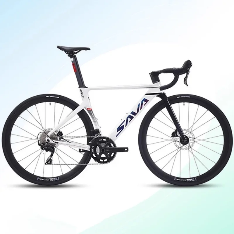 SAVA Road Bike EX7-PLUS Thru-axle Carbon Fibre Front Fork Hydraulic Disc Brakes 24 Speed Racing Bicycle Hidden Cable Integrated