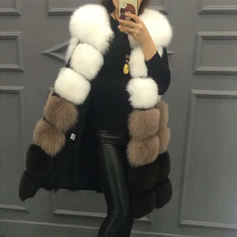 Fashion Factory wholesale custom spot Winter Fake Fur Coats High quality Women long Faux fur sleeveless coat luxury fur jacket