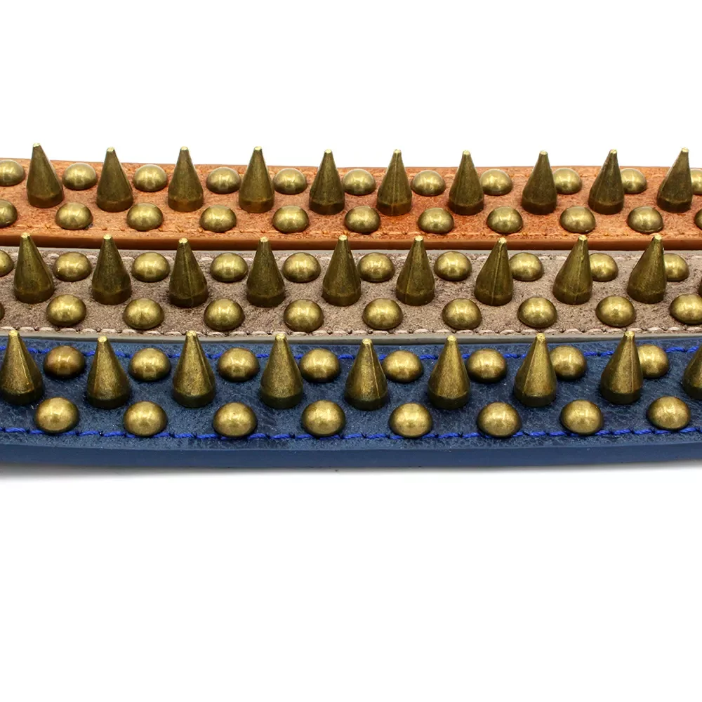 Factory Supplies Cool Punk  Anti Bite Spiked Rivets Studded Decorate Pu Leather Mushrooms pitbull Dog Collar For Large Dog