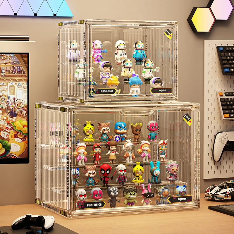 Blind Box Organizer Display Shelf Bubble Mart Acrylic Box Model Artifacts Frame Block Dolls Transparent Box Cabinet Wall