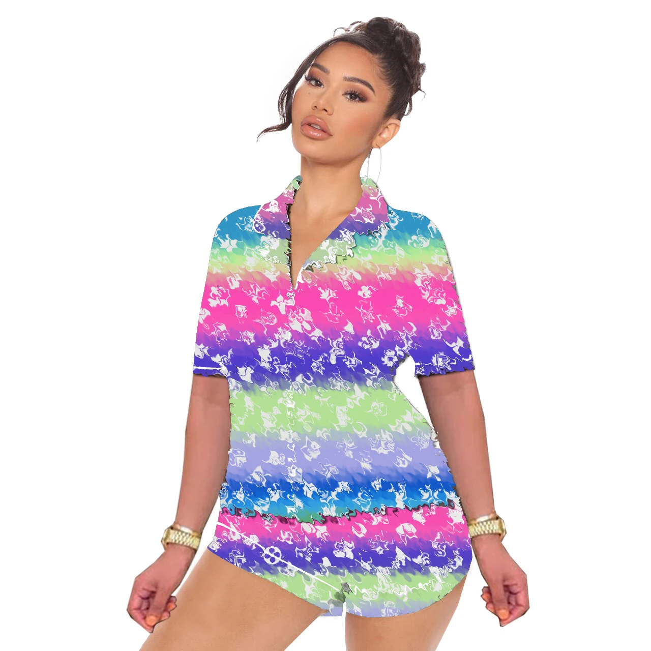 Casual Fashion Design Famous Brands Printed Short Sleeved Pajamas For Home Wear 2 Pieces With Women