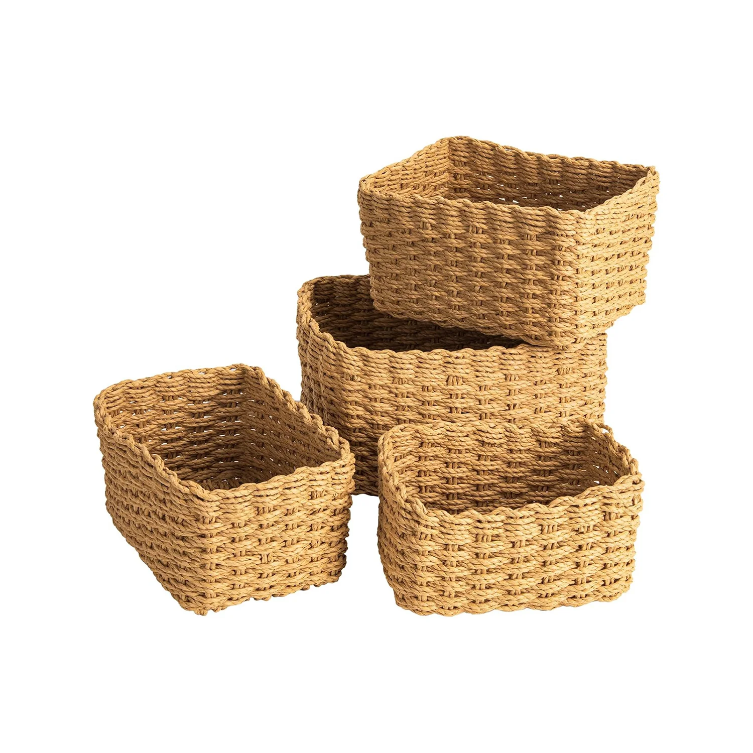 Set of 4 Willow Basket Storage for Changing Unit Stackable Braided Organiser picnic Basket