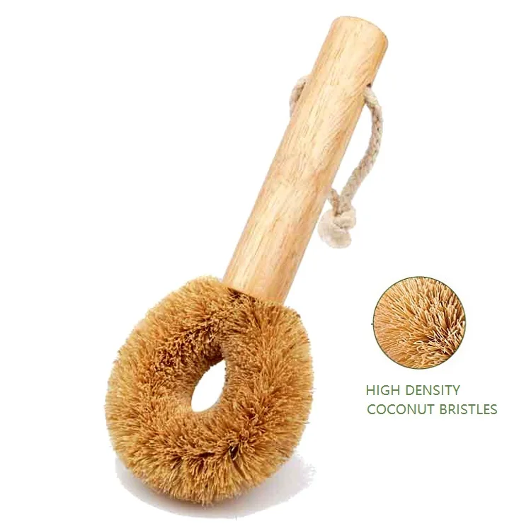 
Natural Wooden Bamboo Kitchen Scrub Washing Up Brush Coconut Fibers Bristles Dish Brush for Dish Bottle Vegetable Pan Pot 