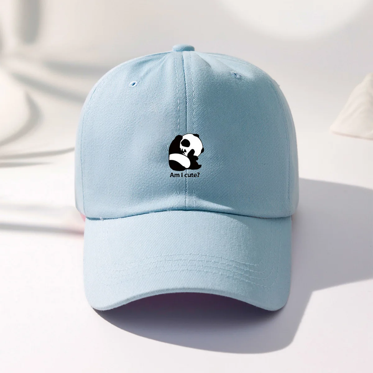 high quality100% cotton animal panda hats custom logo embroidery hats 6 panel tennis baseball caps