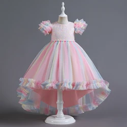 Платья принцессы для девочек цветочный смокинг с блестками детей