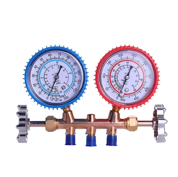 High Low Pressure Hvac AC Car Refrigeration R134A Diagnostic Double Manifold Gauge Set for R134A R404A R12 R22