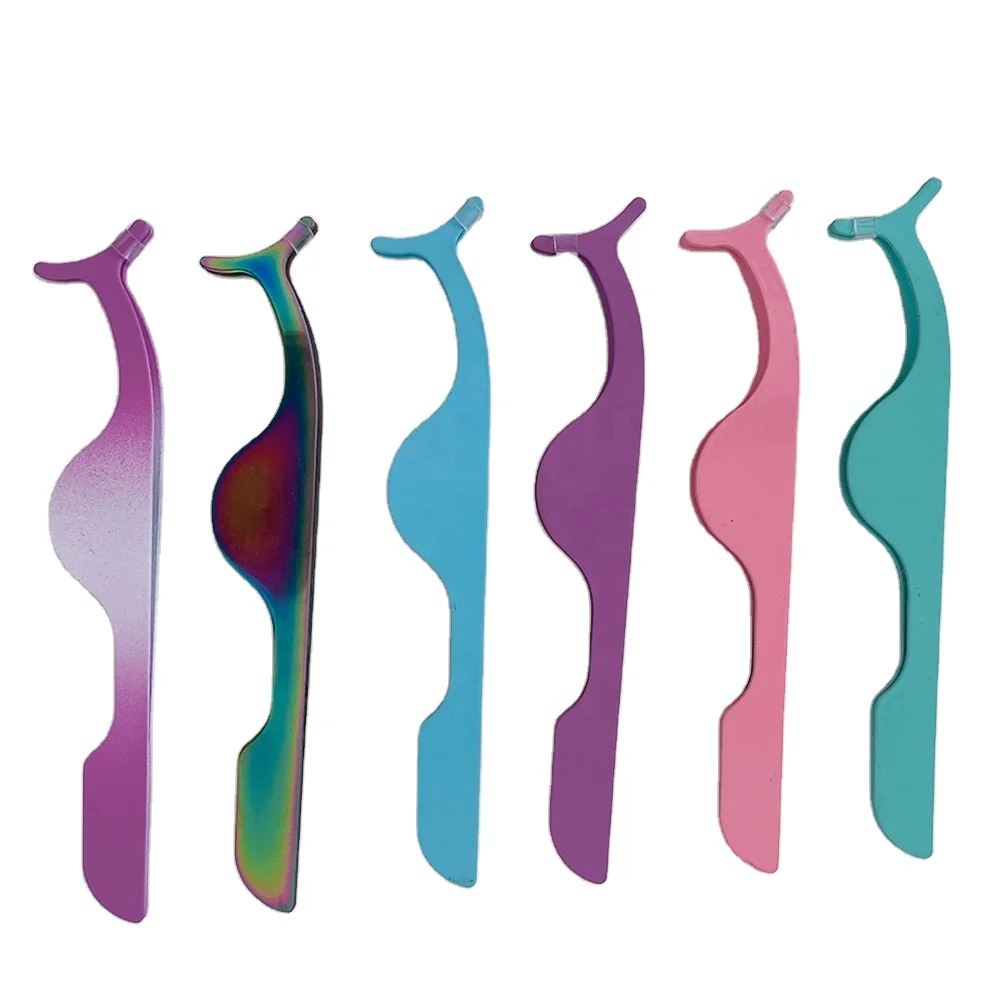Stainless Steel Eyelashes Tweezers False Eyelash Applicator Tool Eyelashes Clip Tweezers for Lashes Application and Removal