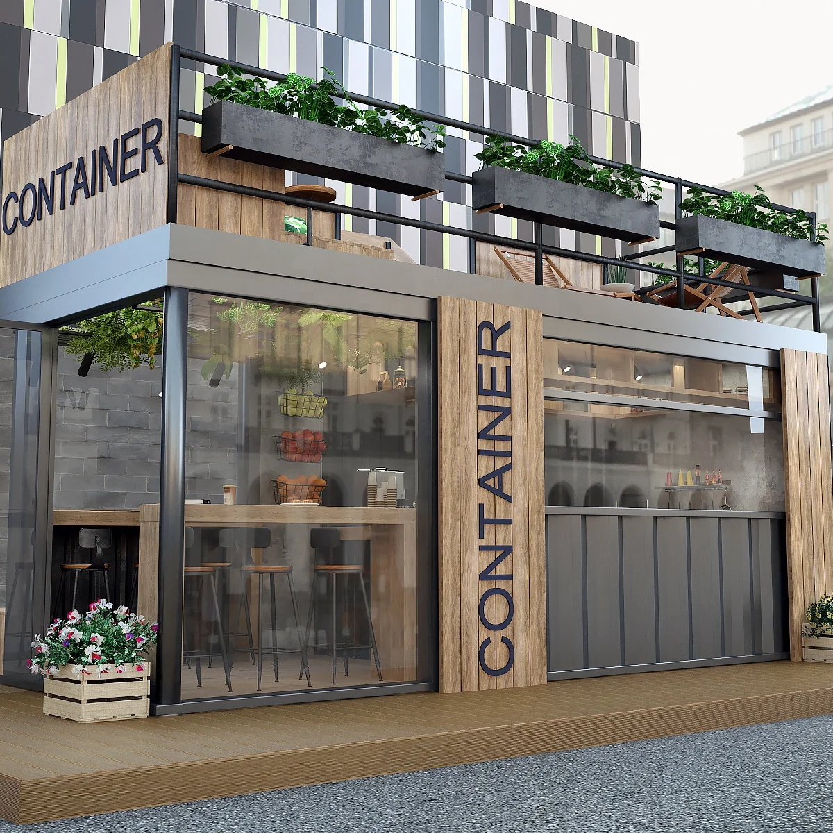 two-story Pop-up container coffee restaurant bar cafe Kiosk,Booth Use steel prefabricated houses