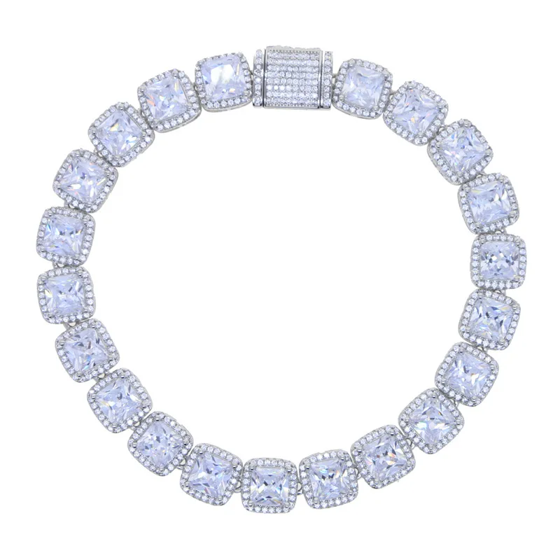 Fashion Iced Out Cuban Diamond Baguette Square CZ Anklets Women Gold Silver Rhodium Plating Zirconia Hip Hop Anklet