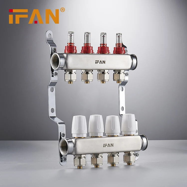 high quality Cw617n Brass 304 2way-12way Underfloor Heating Ifan Brass Water Manifold