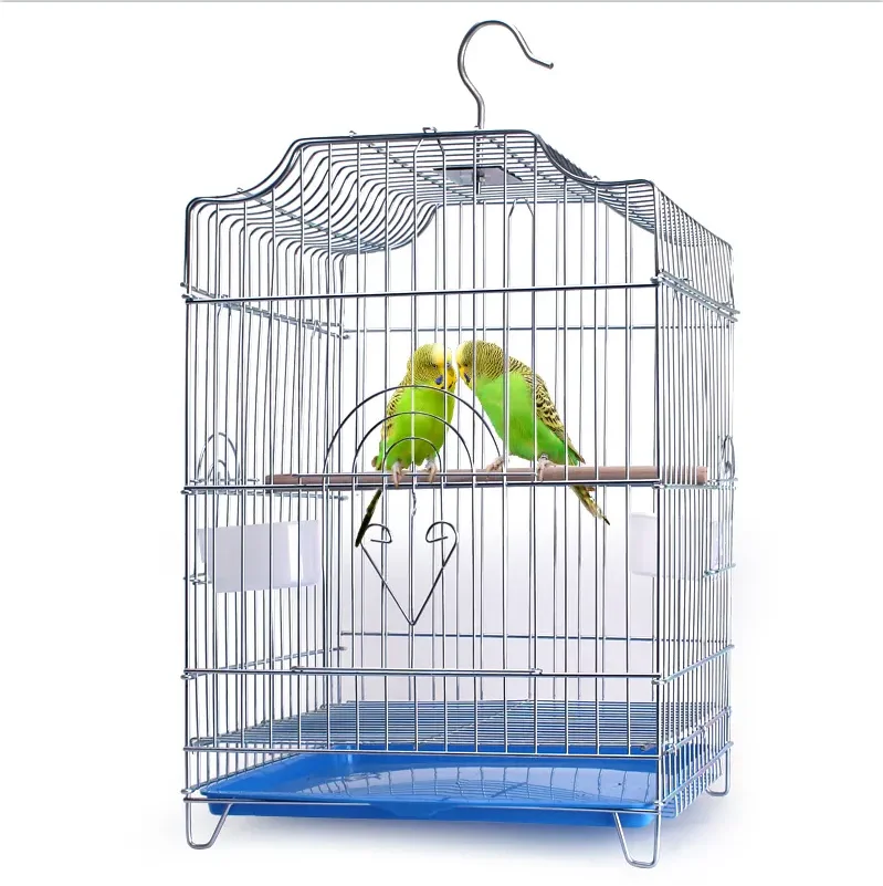 customized nice parrot bird cage wire mesh bird cage with handle and stick PVC coated stainless steel bird cage