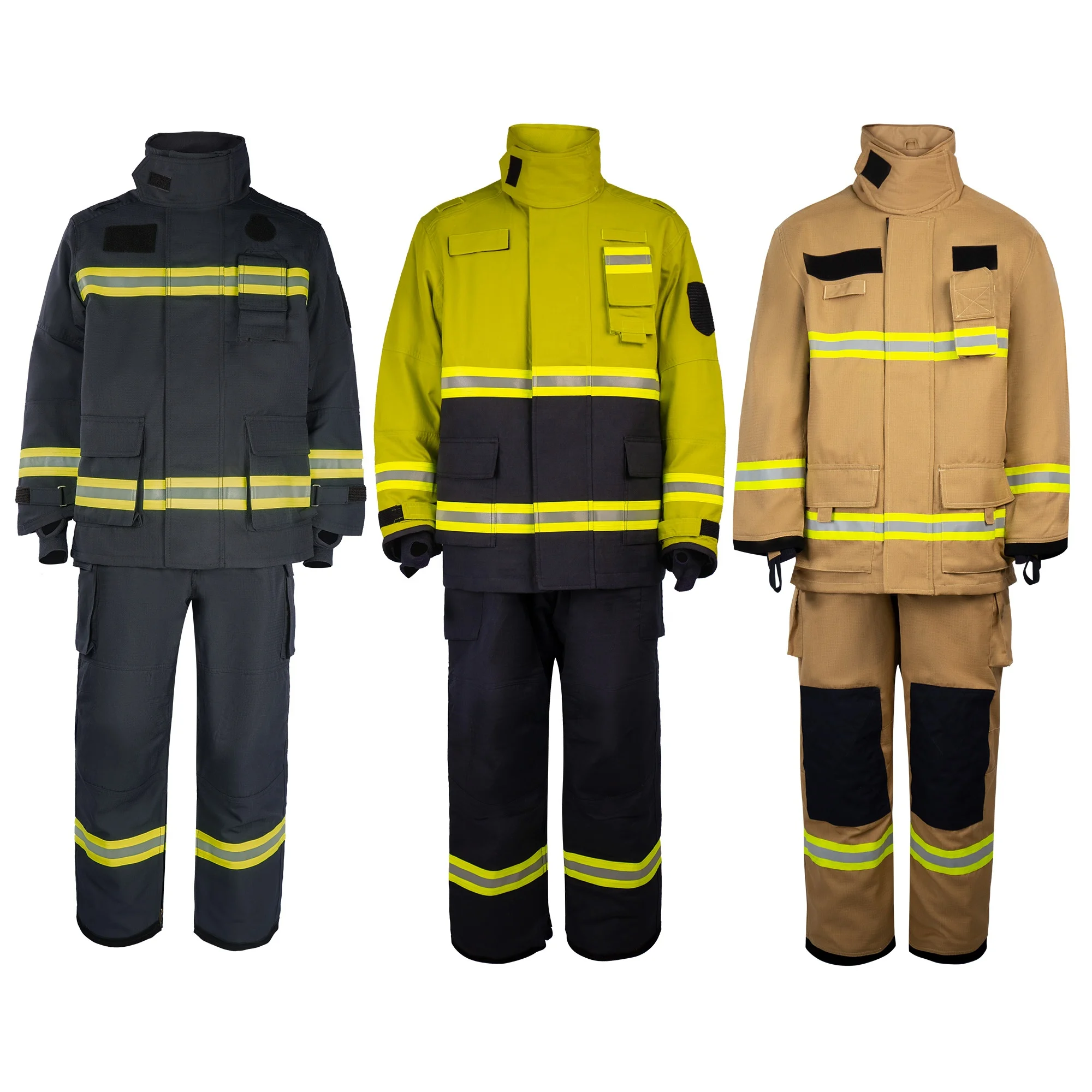 Fire Fighting Suit for Fireman green Pants Coat Set PVC Layer Packing Outer Navy Material Origin Product