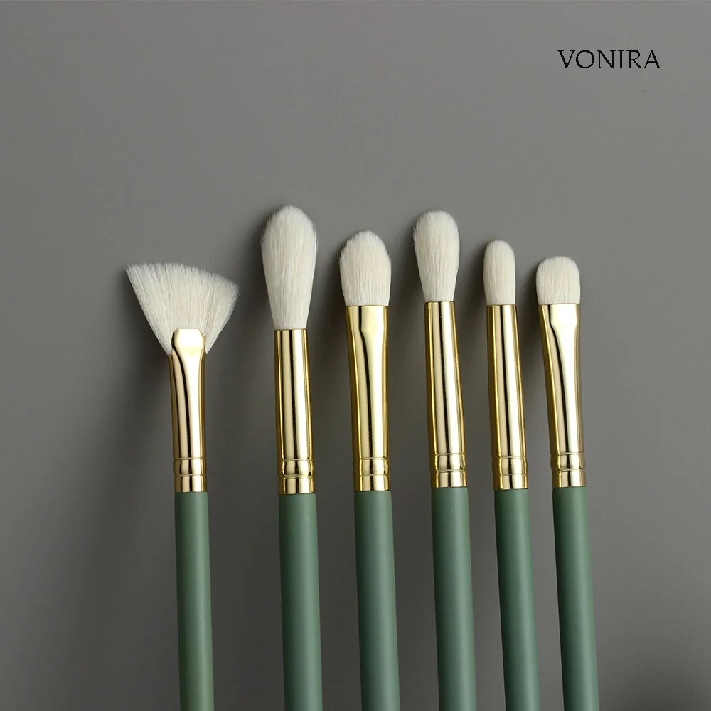 Vonira Fashion 9pcs Matcha Green Makeup Brushes Set Blending Powder Eye Face Brush Makeup Tool Kit OEM ODM Brochas De Maquillaje
