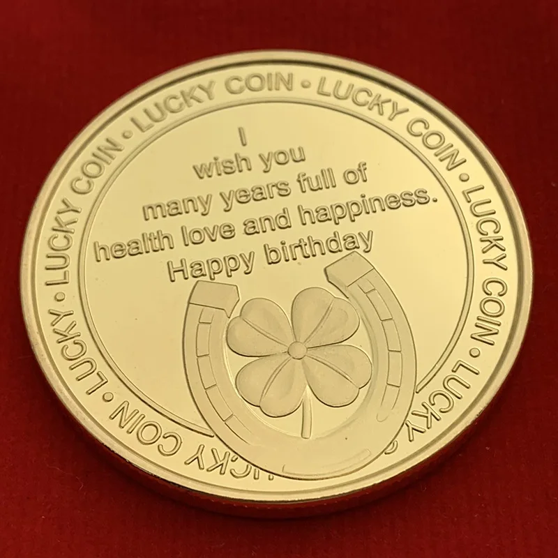 
Lucky Love Gold Commemorative Coin Good Luck Happy Birthday Blessing Medals Family and Friends Souvenir Gifts 