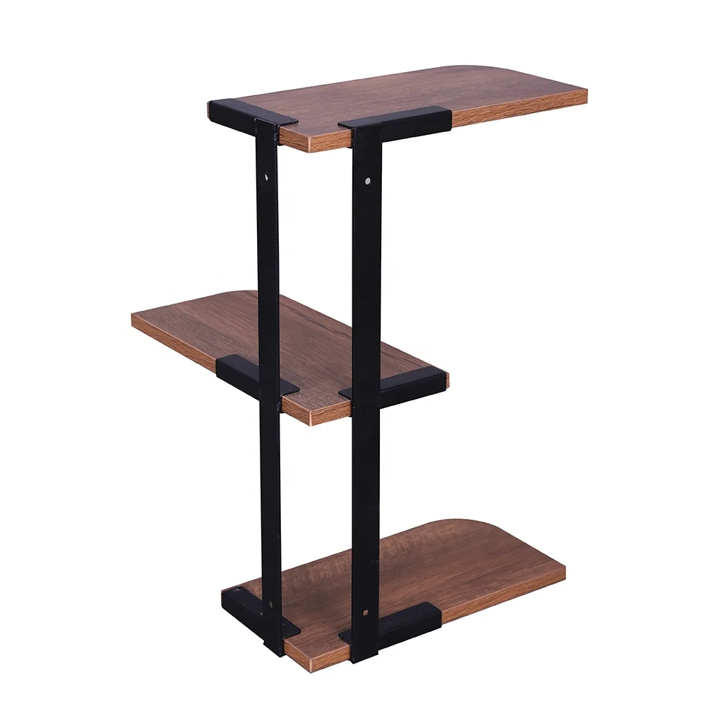 3-Tier Floating Wood Shelves for Kitchen Bathroom Living Room-Wall Mounted Display Rack Decor Corner Shelf