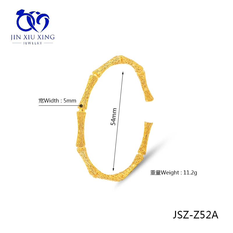 JXX JSZ-Z52 Copper Alloy Gold Plated Bamboo Bangle Bracelet + Bangle Cuff Women Bamboo
