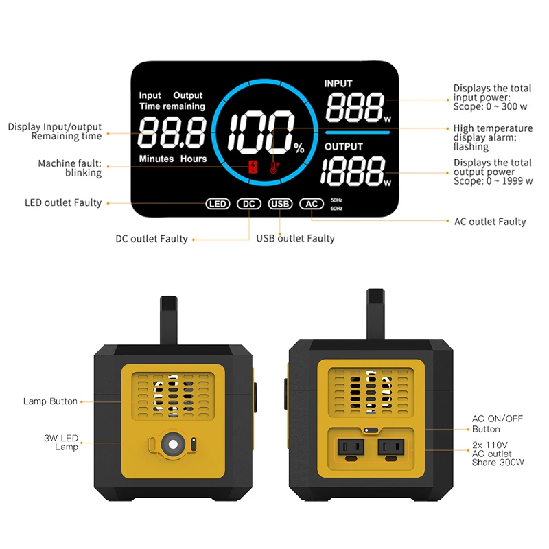 Solar Power Solar Panel Related Products Generator 300W 110V / 220V Lithium Ion Batteries Portable Power Station Energy System