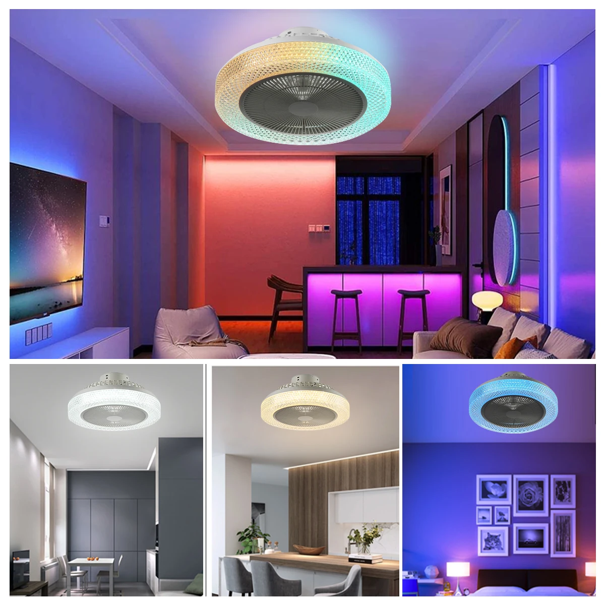 Smart APP Rgb Lamp Morden Fan Light Ceiling With Remote Control 20 inch Ceiling Fan Light For Bedroom